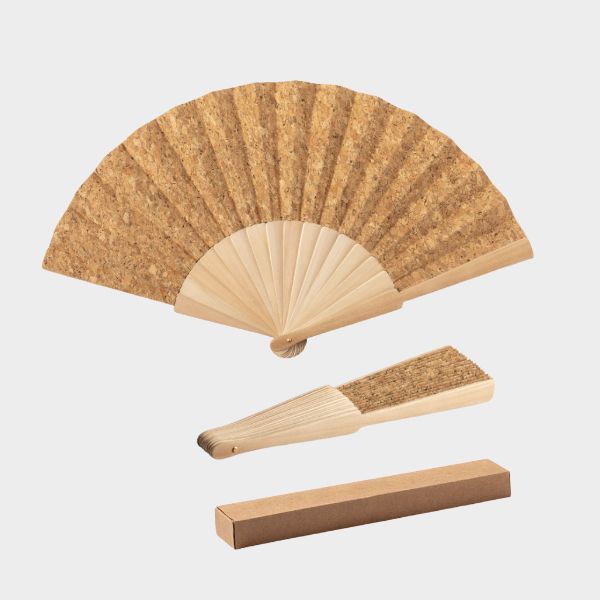 Abanicos personalizados de corcho natural y madera