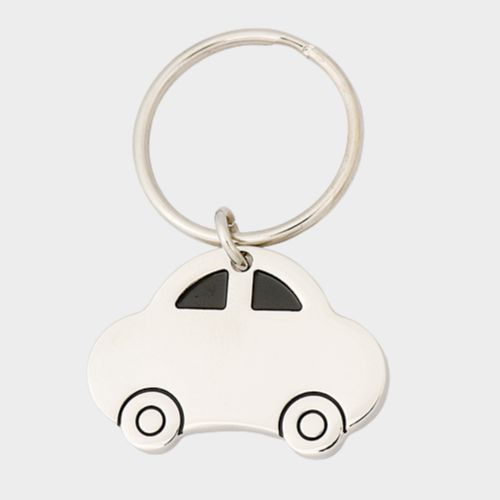 Llaveros metálicos coche personalizados plateados