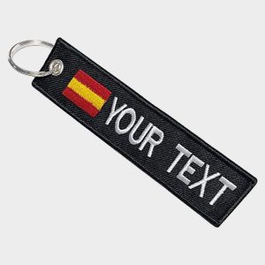 Llaveros bordados de tela con la bandera de España